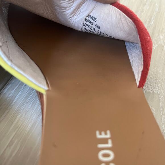 Kenneth Cole New York 'Janie'  Women's 6M Stripe Suede Leather Slide Sandal - Picture 5 of 6